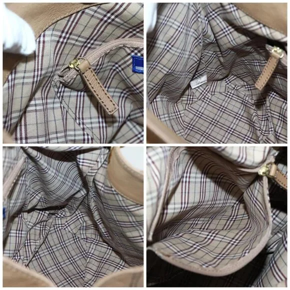 BURBERRY Blue Label Shoulder Bag Leather Beige Gold Auth - Picture 16 of 16